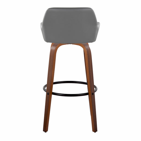 English Elm Daniella 30" Fixed-Height Barstools In Grey Faux Leather & Walnut Wood - Stylish Set Of 2 For Home B202S00556