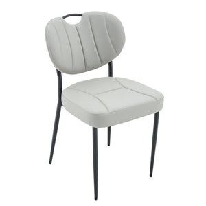 English Elm Dark Oil Waxed Faux Leather Dining Chair Set with Diamond Tufted High Back Metal Legs W3493P449247