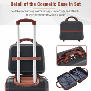 English Elm Hardshell Abs Spinner Luggage Set Four Piece Expandable Tsa Lock Travel Suitcases Black N732P170218B