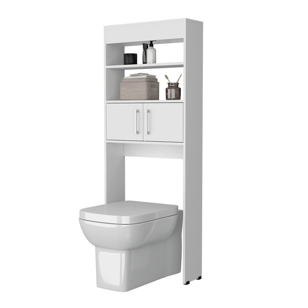 English Elm Bisbee Over-the-Toilet Bathroom Storage Cabinet with 2 Doors, 2 Open Shelves, White, Slim Design B128P287527