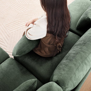 English Elm Two-Seater Sofa Set With Ottoman, Lumbar Pillows & Ergonomic Design – Elegant Chenille In Green! W714S01214-GIGA