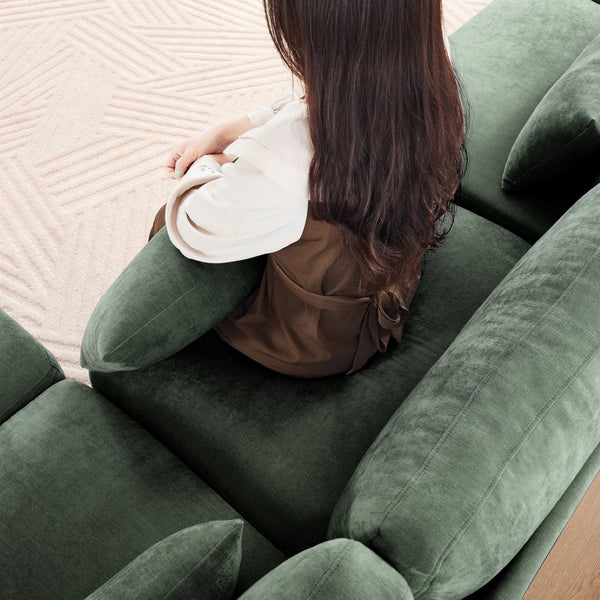 English Elm Two-Seater Sofa Set With Ottoman, Lumbar Pillows & Ergonomic Design – Elegant Chenille In Green! W714S01214-GIGA