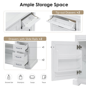 English Elm 36" Modern White Bathroom Vanity with Ceramic Undermount Sink, Heavy-Duty Storage & Soft-Close Drawers W2896P318472