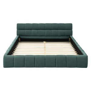 English Elm Queen Upholstered Platform Bed Frame - Stylish Chenille Fabric, No Box Spring Needed, Modern Design W487S00321-GIGA