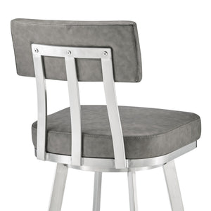 English Elm Verin Swivel Barstool Upholstered Faux Leather Seat Pedestal Base Kitchen Island B2736P354294