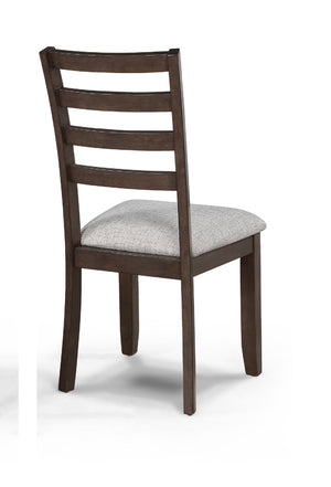 English Elm 2pc Ladder-Back Dining Chairs Rich Wood Finish with Padded Neutral Fabric Seats Comfortable Style B011P315733