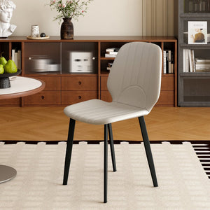 English Elm Modern Faux Leather Dining Chairs with Matte Black Legs Set of Two Gray Seating W1535P449690