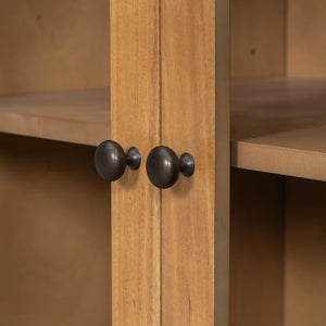 English Elm Christopher Knight Home® - Cabinet roomy storage console with 2 doors, 7 drawers, glass accents and manufactured wood build, large Natural N780P330601N