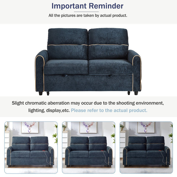 English Elm Swivel Barrel Accent Chair Chenille Tufted Round Club Seat for Living Room Lounge Blue N719S002330C