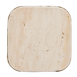 Sev Travertine Accent Table – Modern Gold-Finished Design with Natural Stone Top for Chic Interiors