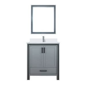English Elm Dark Grey Bath Vanity 30" W x 22" D with Cultured Marble Top, Chrome Faucet, 28" Mirror, Durable Finish B2731S01355