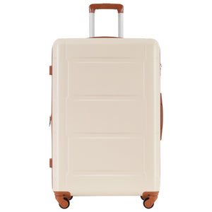 English Elm 2 Piece Abs Hard Shell Spinner Luggage Set with Tsa Lock Expandable Suitcases Khaki+Brown N732P198745K