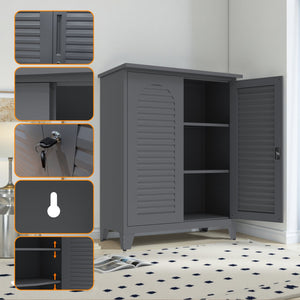 English Elm 47'' Heavy-Duty Metal Tool Storage Cabinet Slate - Space-Saving Wall Mount, Adjustable Shelves, Pegboard Organizer W3387P351632