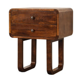 English Elm Solid Wood U-Curved Chestnut Nightstand