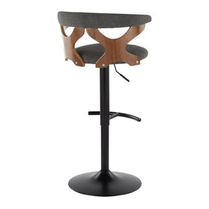 English Elm Gardenia Modern Adjustable Barstool Set Of 2 With Swivel, Charcoal Fabric & Black Metal Base B202S00854