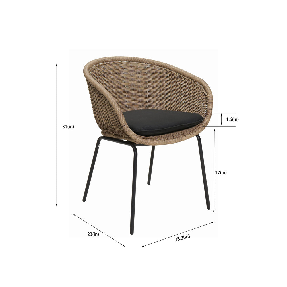 English Elm Iron and Pe Rattan Outdoor Dining Set Seats Six with Weather Resistant Woven Armchairs W3990S00006