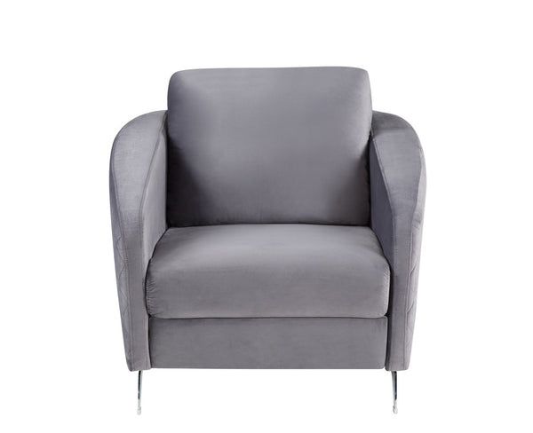 English Elm Livia Velvet Accent Armchair Tufted Diamond Stitching Chrome Legs Glam Seating Gray B2749P413382