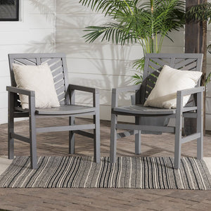 English Elm Walker Edison - Modern Acacia 2-Piece Chevron Patio Chairs Gray Wash - Durable Outdoor Set, Aged Stain Finish, Easy AASB, Teak Care Tips Included B185P169349