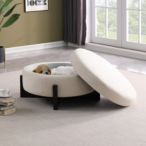 English Elm 02 Ottoman Beige Chenille Modular U-Shaped Sofa Piece — Versatile, High-Elastic Comfort, Easy Assemble W1099P361839