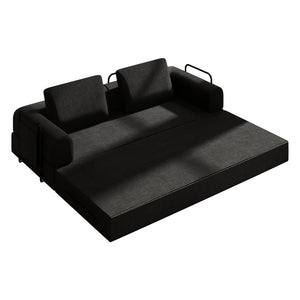 English Elm Convertible Corduroy Sleeper Sofa Foldable Three Seat Couch for Studio or Bedroom Black W3366P447116