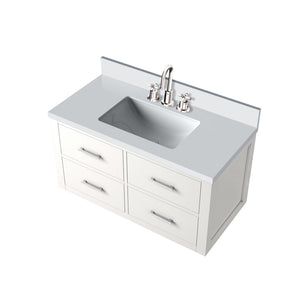 English Elm White Single Bath Vanity With Cultured Marble Top & Chrome Faucet - Stylish Storage Solution! B2731P257982-GIGA