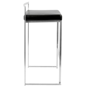 English Elm Contemporary Stackable Steel Counter Stools Padded Fabric Seats for Kitchen Islands Set of 2 B202P222300