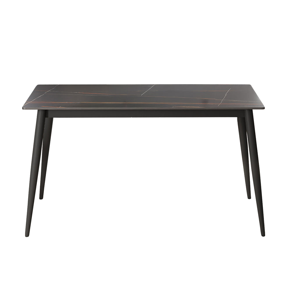 English Elm 55.12" Modern Artificial Stone Dining Table With Black Metal Legs - Seats 6, Easy To Clean & Stylish W1535S00492