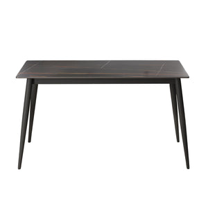 English Elm 55.12" Modern Artificial Stone Dining Table With Black Metal Legs - Seats 6, Easy To Clean & Stylish W1535S00492