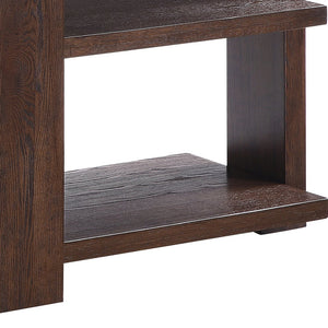 English Elm Walnut Sofa Table with Two Shelves, Poplar & Ash Veneer, 52.5" Wide Rustic Modern Storage Console B062P191046