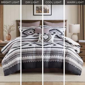 English Elm 8-piece King Comforter Set Herringbone Weave Embroidered Bedding with Euro Shams B035P482959