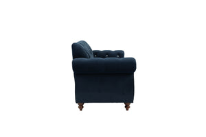English Elm Formal Crystal-Tufted Velvet Loveseat with Rolled Arms and Silver Nailhead Trim for Elegant Living Rooms Indigo 59 L x 32 W x 19 H B011S01695