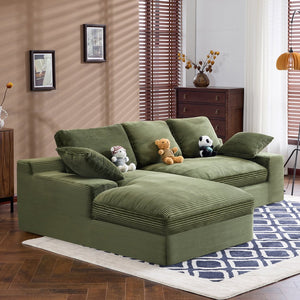 English Elm White Corduroy Compact Sofa Soft Upholstered Seating for Casual Scandinavian Living Rooms W3612S00014