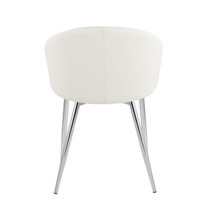 English Elm Chair with Silver Metal Frame and Padded Faux Leather Seat for Modern Dining Spaces B202P471300