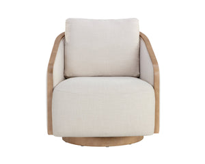 Sunpan Tasia Swivel Lounge Chair - Contemporary Design with Natural Birch Wood Frame for Stylish Comfort Effie Linen