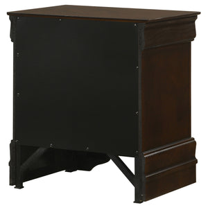 English Elm Demetra Cappuccino Nightstand with 2 Drawers, Vintage Bail Handles, Tapered Legs, Warm Espresso Finish B062P328728