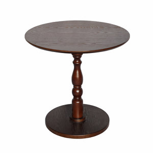 English Elm 23'' Walnut Brown Accent Round Table — Modern Small Drink & Nightstand, Solid Wood Legs, Space-Saving Design W2295P339098