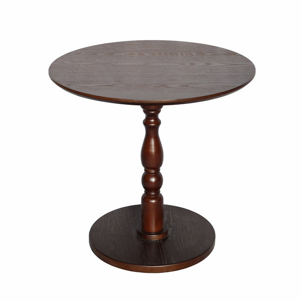 English Elm 23'' Walnut Brown Accent Round Table — Modern Small Drink & Nightstand, Solid Wood Legs, Space-Saving Design W2295P339098
