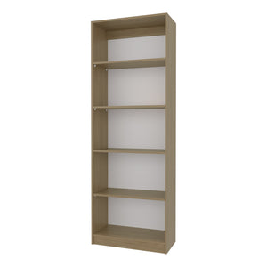 English Elm Dam 5-Shelf Bookcase 71" H Open Storage in Natural Oak & White – Scratch-Resistant Melamine, Versatile Home Organizer B128P314793
