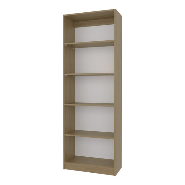 English Elm Dam 5-Shelf Bookcase 71" H Open Storage in Natural Oak & White – Scratch-Resistant Melamine, Versatile Home Organizer B128P314793
