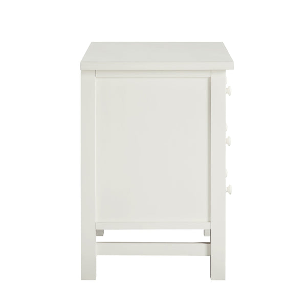 English Elm Georgina Distressed 4-Drawer Nightstand with French Dovetail Drawers and Decorative Faux Keyholes, 32" Antique White B050P376953