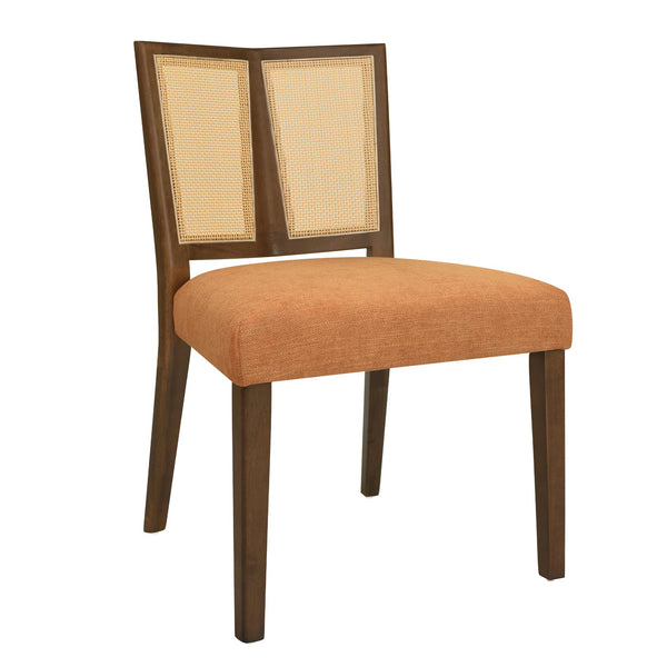 English Elm Christopher Knight Home® - Rattan Mid-Century Dining Chair Set of 2 with Woven Cane Back, Upholstered High-Density Seat Cushion Caramel,Walnut N771P254006W