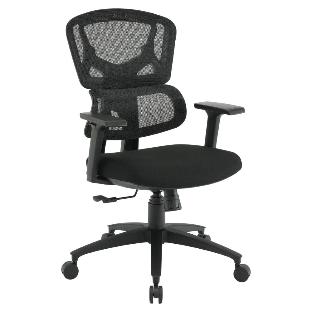 OSP Home Furnishings Mesh Back Ergonomic Manager Chair with Lumbar Support Padded Seat and Adjustable Arms EM98958-3