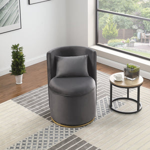 English Elm 360° Swivel Accent Chair with Hidden Storage Velvet Curved Seat and Gold Metal Base for Room Comfort Gray W1420P143736