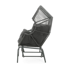 English Elm Christopher Knight Home® - Palos Outdoor Wicker Glider Chair - Weather-Resistant Dark Gray With Plush Cushions For Relaxation N775P191232G