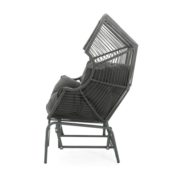 English Elm Christopher Knight Home® - Palos Outdoor Wicker Glider Chair - Weather-Resistant Dark Gray With Plush Cushions For Relaxation N775P191232G