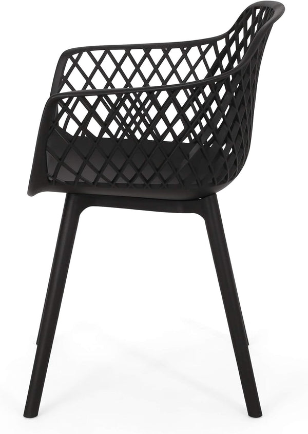 English Elm Christopher Knight Home® - POPPY Weather-Resistant Outdoor Dining Chairs Set of 4 in Black — Durable Polypropylene Mesh Design N776P276728B