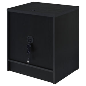English Elm Geary Black 2-Drawer Nightstand with LED Light, Dual Outlet USB-A & USB-C Charging, Compact Wood- Grain B062P375557