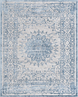 Unique Loom Aberdeen Derbyshire Machine Made Medallion Rug Light Blue, Gray 8' 0" x 10' 0"