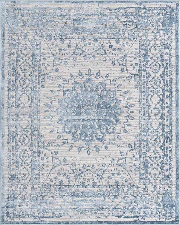 Unique Loom Aberdeen Derbyshire Machine Made Medallion Rug Light Blue, Gray 8' 0" x 10' 0"