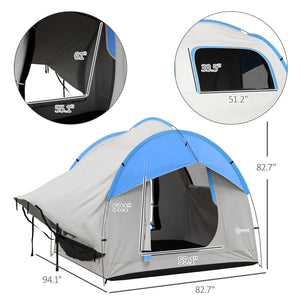 English Elm Outsunny Waterproof Suv Camping Tent for 5 to 6 Person Tailgate Outdoor Adventure Grey+Blue W2225P200548